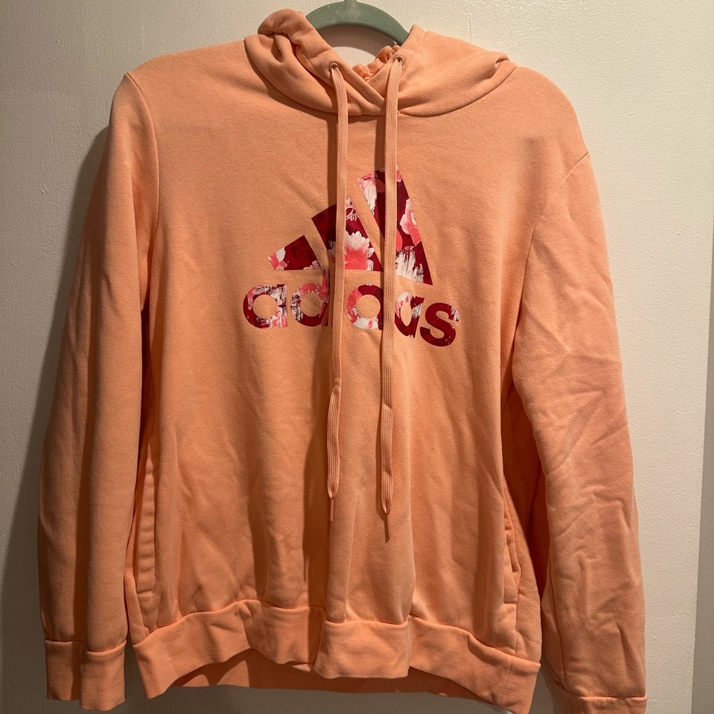 adidas hoodie with floral pattern in pink Coral/salmon